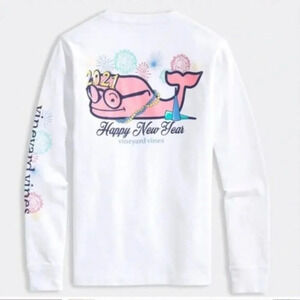 Vineyard Vines Girl's Happy New Year Shirt 2021 Size 16/Large